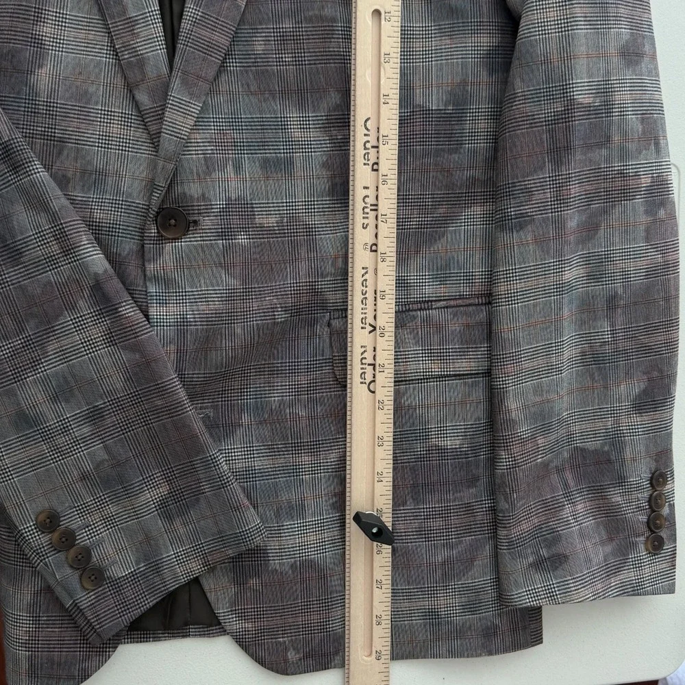 INC Mens Blazer Sport Coat Large Camo Print Slim Fit Dinner Jacket Party Suit